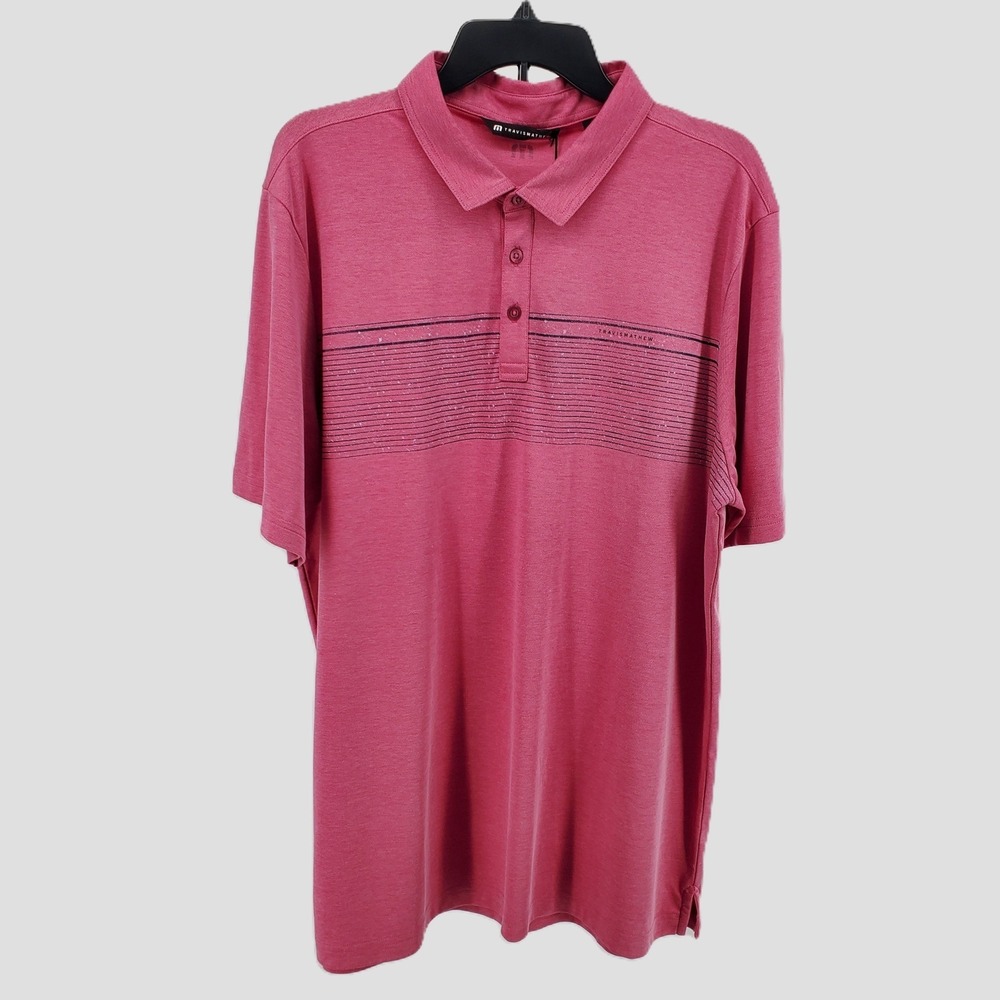 Travis Mathew Final Call Mens XXL Red Heathered Golf Polo Shirt Short Sleeve New